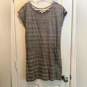LOFT Heather Gray Striped Midi T-shirt Dress Size S